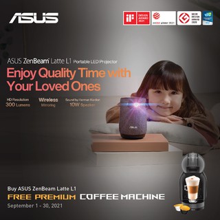 ASUS ZenBeam Latte L1 Portable LED Projector – 300 Lumens, 720p