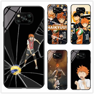 เคสโทรศัพท์มือถือกระจกนิรภัย แบบแข็ง พิมพ์ลายอนิเมะ Haikyuu Karasuno สําหรับ Xiaomi Poco X3 NFC Pomo M3