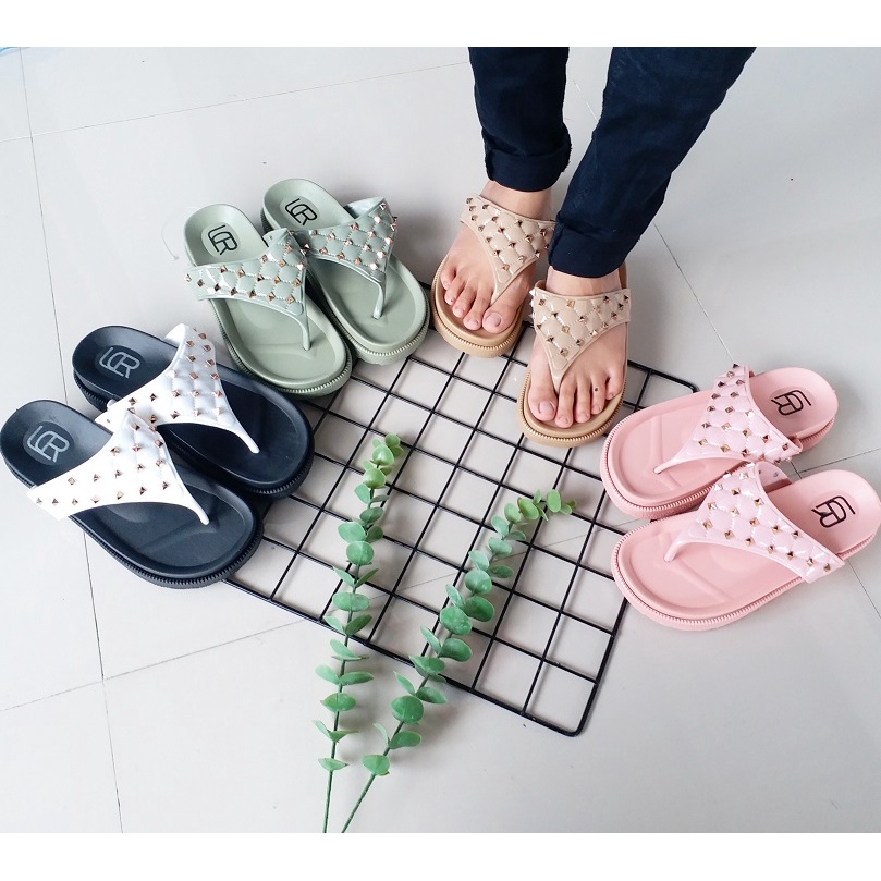 Gof PUFFY Import PIRAMID SANDALS Teplek Womens Sandals Flat Jelly Girls Sandals Shoes