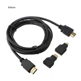 Fhue_3 in 1 สายเคเบิล HDMI เป็น HDMI ความเร็วสูง และอะแดปเตอร์ Micro HDMI และอะแดปเตอร์ Mini HDMI