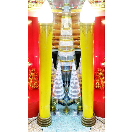 สุขเฮง เทียนพรรษาไฟฟ้า เทียนไฟฟ้าขนาดใหญ่ แท่งเทียนเหลือง สูง 120 เซนติเมตร