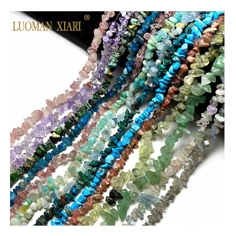 LUOMAN XIARI Spot 100% ธรรมชาติไม่สม่ําเสมอสีแดง Jasper Turquoise Malachite คริสตัลหลวมลูกปัดอัญมณีสําหรับเครื่องประดับทํา DIY สร้อยคอสร้อยข้อมือ 3-5 มม.39 ซม.