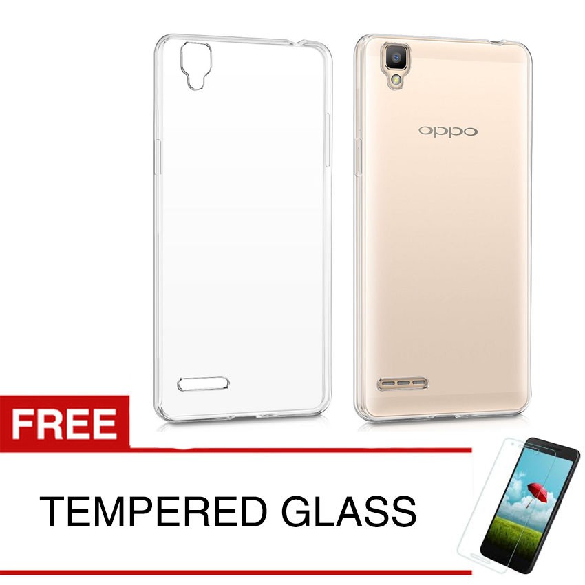 เคสคริสตัลสําหรับ OPPO F1 / A35 - เคสแข็งแบบใส + ฟรีกระจกนิรภัย