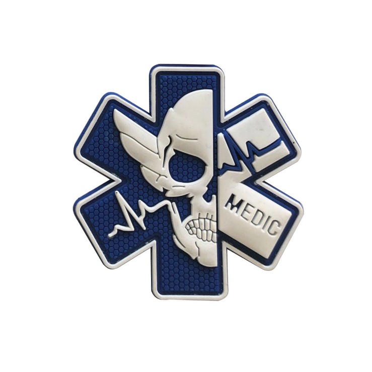 3D PVC PARAMEDIC Skull Patch ยุทธวิธีทหาร Morale ตกแต่งยาง Medic Medical Badges