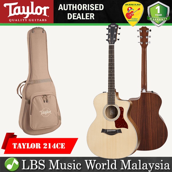 Taylor 214ce Cutaway Grand Auditorium Rosewood 6 string กีตาร์ไฟฟ้าอะคูสติกพร้อมกระเป๋า (214 ce)