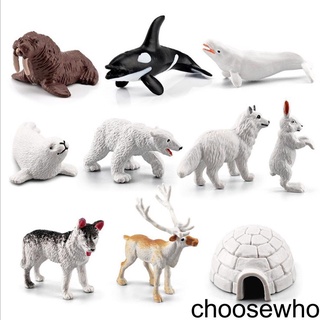 [CHOO] 10Pcs Arctic Circle Ocean Sea Animal Figurines Set  Animal Learning Models Figures Christmas New Year Birthdays