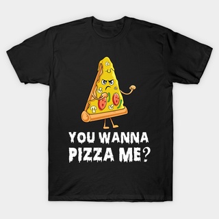 คอตต้อนคอกลมขายดี เสื้อยืด พิมพ์ลายคําคมตลก You Wanna Pizza Me Food Puns Joke Meme P1 S-6 IDmjli17GHgppi72 สีดํา สไตล์คล