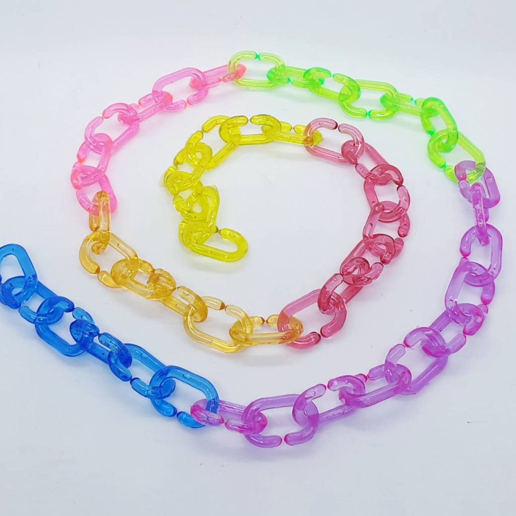 โซ่หมากเก็บ โซ่พลาสติกตัวซี (แถม ตะขอร้อยแมส 3 คู่ )ขนาดเล็ก สีใส แยกสี 670 pcsต่อกันยาว 8.40 เมตร - รูปที่ 5