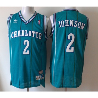 Nba Charlotte Hornets No. เสื้อกีฬาบาสเก็ตบอล ปักลาย Larry Johnson สีฟ้า สไตล์เรโทร คลาสสิก เหมาะกับฤดูร้อน สําหรับผู้ชาย ไซซ์ S - XXL มี 2 ชิ้น