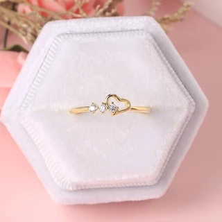 ZHOUYANG แหวนสำหรับผู้หญิง เครื่องประดับ ง่ายน่ารักหัวใจรัก CZ แต่งงานเจ้าสาวของขวัญเครื่องประดับแฟชั่นขายส่ง R210
