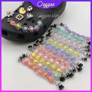 Oeggeo shop สายลูกปัด รูปหัวใจ สําหรับตกแต่งรองเท้า DIY