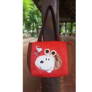 กระเป๋าผ้าสะพายข้าง Snoopy นักบิน [ลิขสิทธิ์แท้]