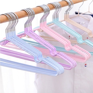 ไม้แขวนเสื้อ ไม้แขวนผ้า แพคละ10ชิ้น 4 สี สแตนเลสเคลือบPVC