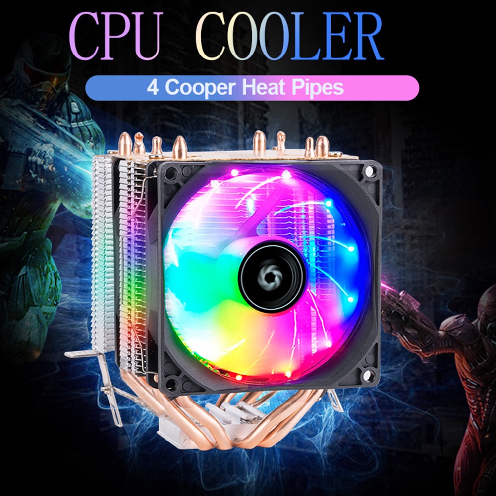4 Heatpipes RGB CPU Cooler Radiator Silent PWM 3PIN For Intel LGA 1150 ...