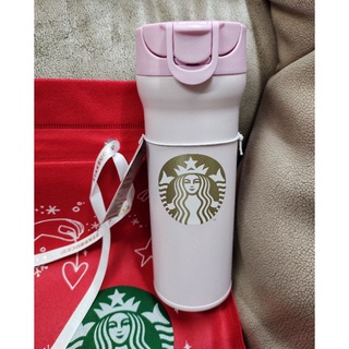 Starbucks Korea กระบอกน้ำ Themos สีชมพู ทรงไฟฉาย 16oz. ของแท้