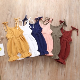 size 110 จั๊มสูทจั้มสูท ชุดเด็กผู้หญิง Summer Cotton Girls Jumpsuit Baby Kids Apparels Romper Playsuit Pants Babywow