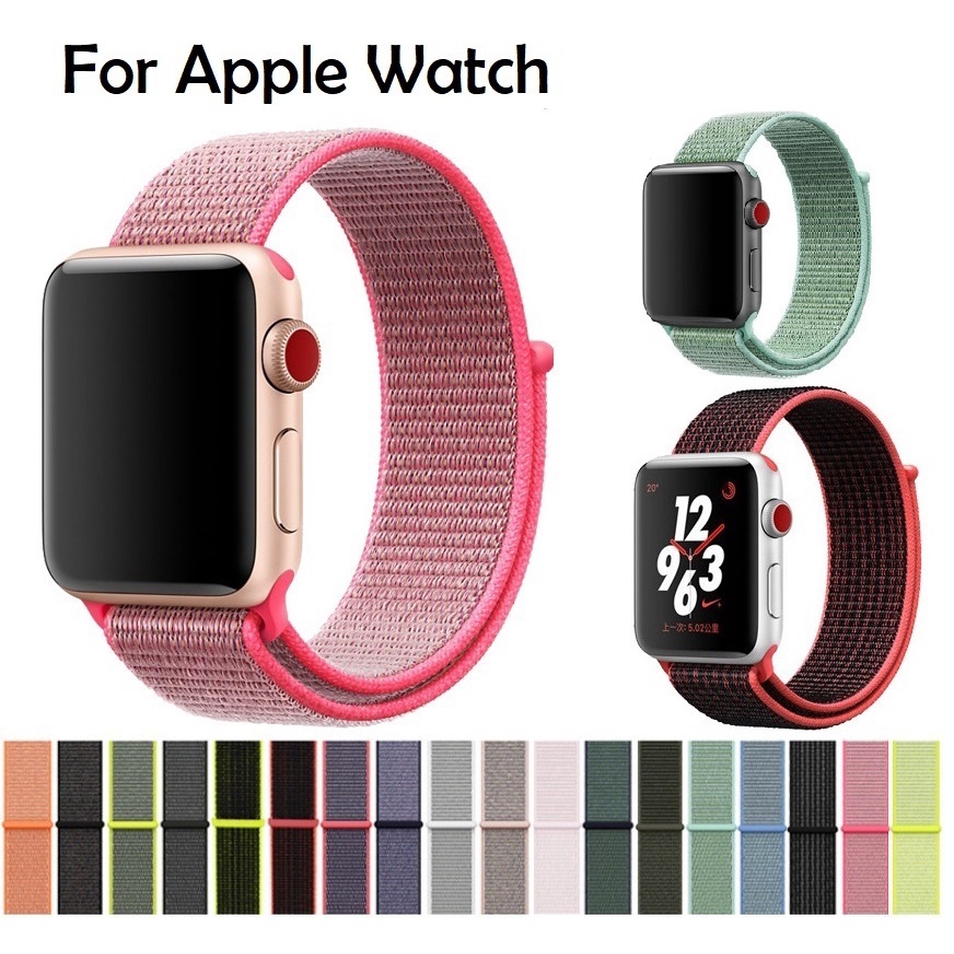 พร้อมแล้ว!! สาย applewatch iWatch 1 2 3 4 5 6 7,Apple Watch SE Sports Edition นิวไลท์น้ำหนักเบาเบาสบายสำหรับกีฬาไนล่อน สายนาฬิกา applewatch 7
