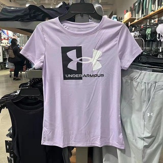 Under Armour Under Armour เสื้อยืดลําลอง ผ้าฝ้าย แขนสั้น พิมพ์ลาย ระบายอากาศ ทรงหลวม เหมาะกับฤดูร้อน สําหรับสตรี