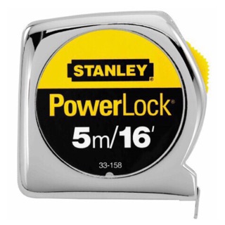 ตลับเมตร Stanley ชุบโครเมี่ยม ยาว 5 เมตร รุ่น PowerLock (Tape Rule) รุ่นยอดนิยม