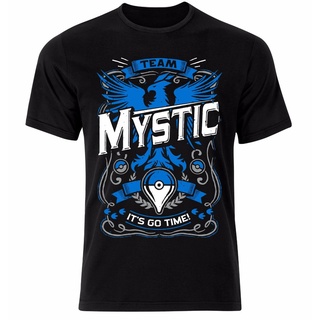 ผ้าฝ้ายคอกลม✌✌✌POKEMON TEAM MYSTIC ITS GO TIME BLACK CLIC GAMER Men T-SHIRT ttWlfrom S-4XL