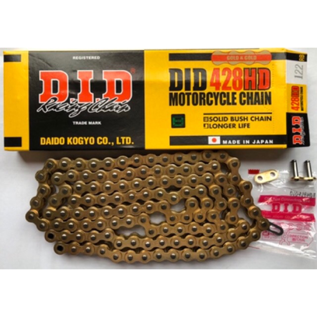 100% ~ DID RACING 428 GOLD CHAIN HD โฮโลแกรม x 120L > 132L FULL GOLD HEAVY DUTY RANTAI