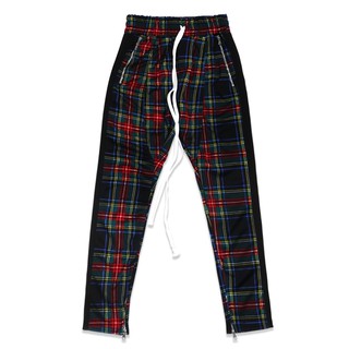 TZ worldwide TZ PLAID TRACK PANTS - BLACK