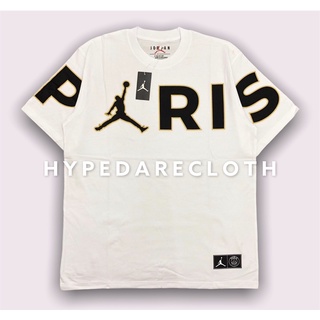 เสื้อยืด พิมพ์ลายโลโก้ Air JORDAN PARIS PSG สีขาว นําเข้า ของแท้