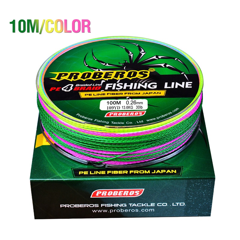 สายตกปลาที ่ มีสีสัน 100M 4 Strands 6-100 Lb ใหม ่ Pe Braided Multifilament Super Strong สายตกปลาคุณภาพสูง