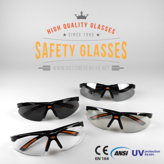 แว่นตานิรภัย แบรนด์ Action Eyewear  รุ่น B733AF (กันฝ้า 100%)  มีของแถม  แว่นเซฟตี้