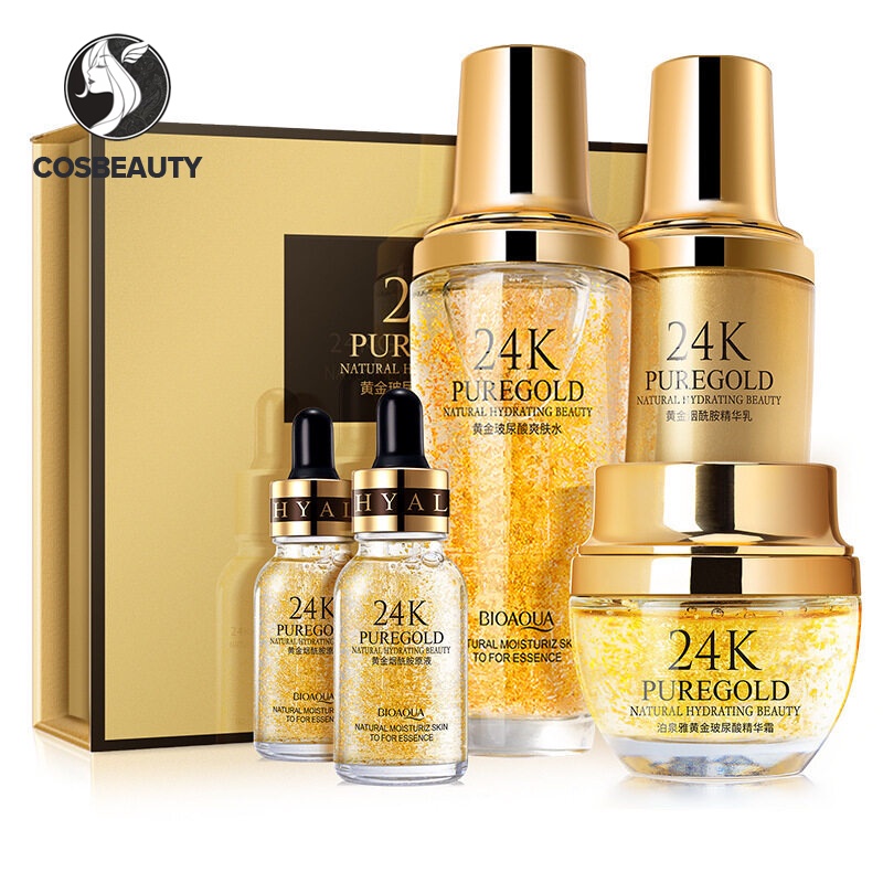 COSBEAUTY กล่องของขวัญทอง 24K ชุดห้าชิ้น moisturizing moisturizing moisturizing facial essence ผลิตภัณฑ์ดูแลผิว