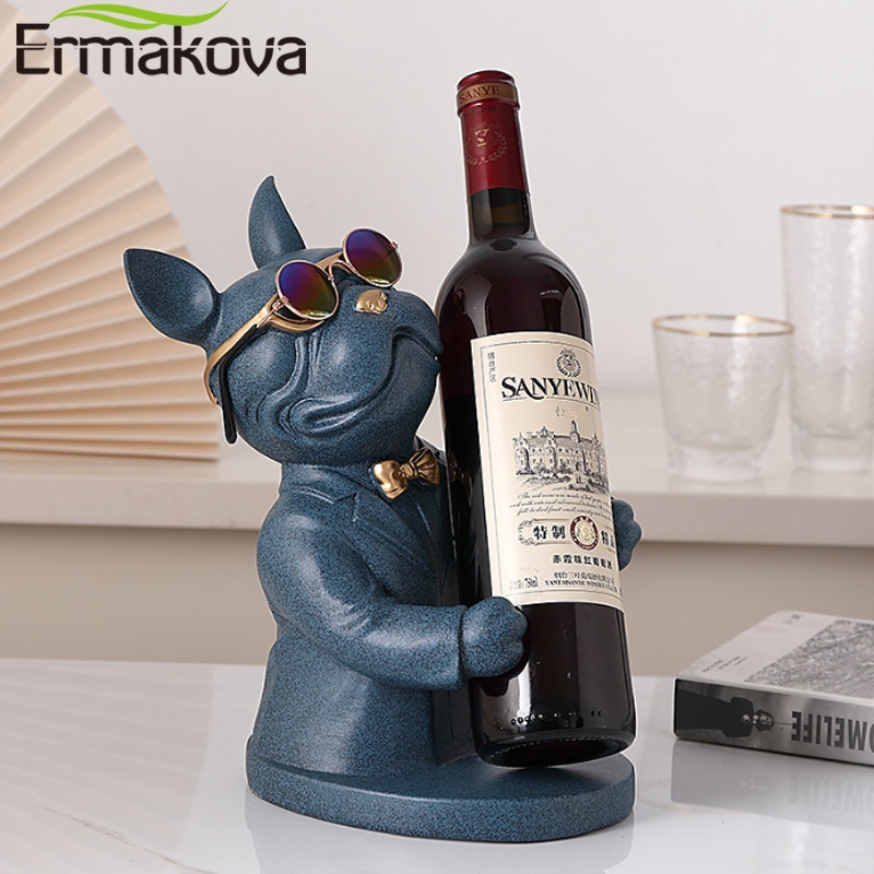 ERMAKOVA Nordic Minimalist Creative Wine Holder Bulldog Statue Animal ...
