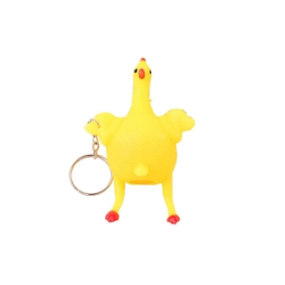 [พร้อมส่ง] พวงกุญแจรูปทรงไก่ ของเล่นบีบบรรเทาความเครียด สําหรับเด็ก