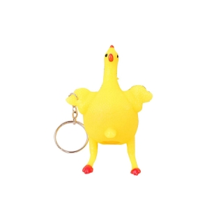 [พร้อมส่ง] พวงกุญแจรูปทรงไก่ ของเล่นบีบบรรเทาความเครียด สําหรับเด็ก