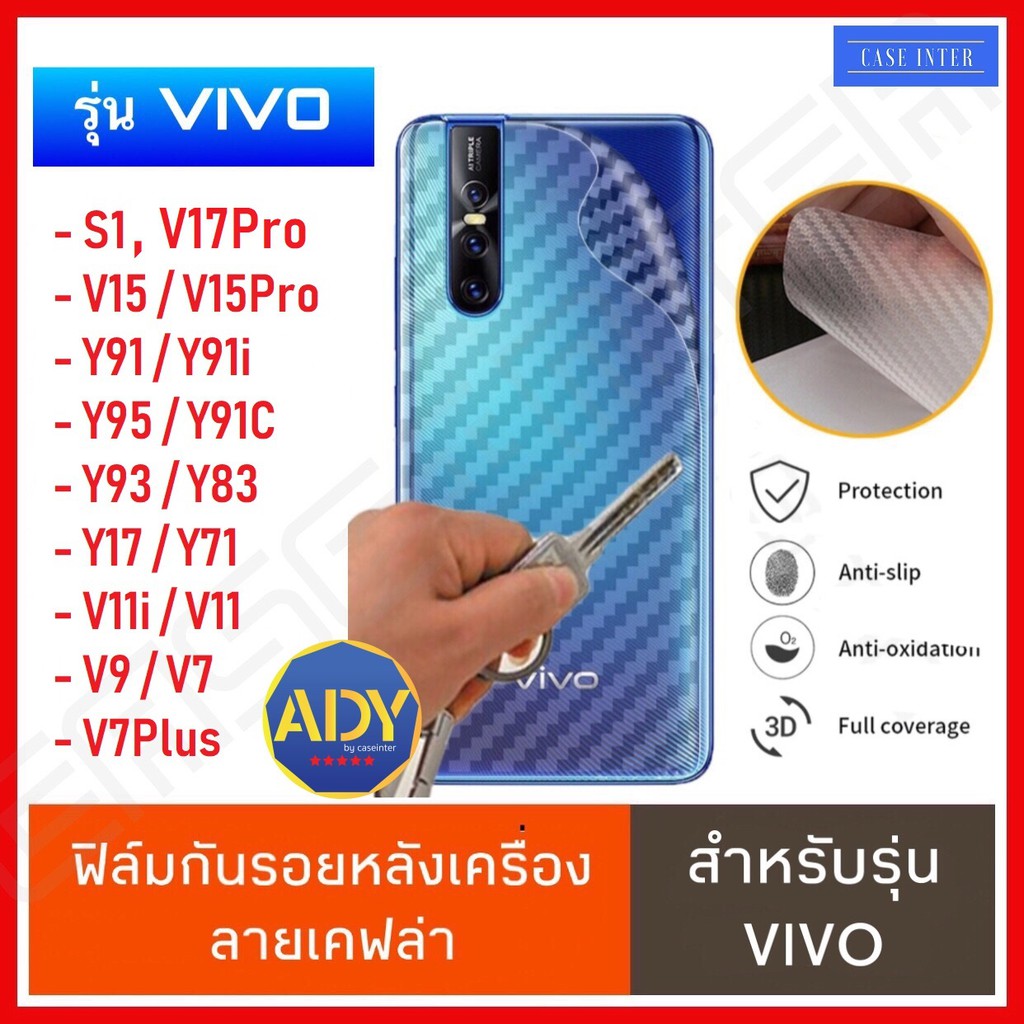 พร้อมส่ง ฟิล์มหลัง Vivo Y21 Y12s Y20 V15 S1 Y91C Y91 Y95 Y91i Y93 Y83 Y17 Y71 V11 V11i V9 V7 Plus ฟิล์มกันรอย เคฟล่า