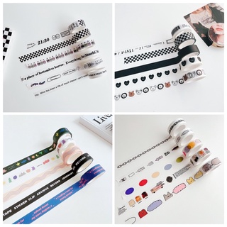 [ พร้อมส่ง🔥] เทปตกแต่ง วาชิเทป เทปน่ารัก เทปสไตล์เกาหลี เทปตาราง ลายกริด DIY ตกแต่งไดอารี่ เทปกระดาษ ลายการ์ตูน