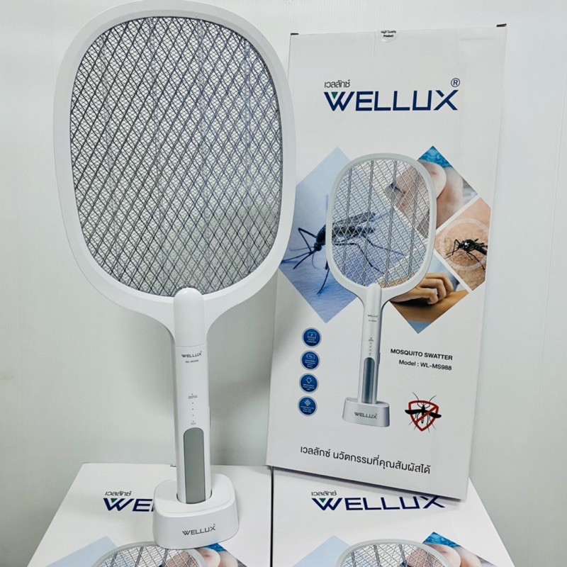 Wellux ไม้ตียุงและแมลงไฟฟ้า แบบชาร์จแบตไฟได้พร้อมไฟดักสีม่วง รุ่น WL-MS988