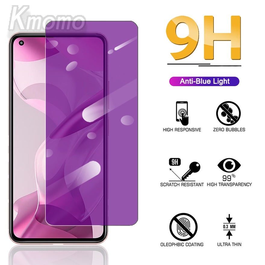 กระจกนิรภัย ป้องกันแสงสีฟ้า สีม่วง สําหรับ For Xiaomi 11 LIte 5G Ne Mi 11 LIte 10T 11T Pro 9H