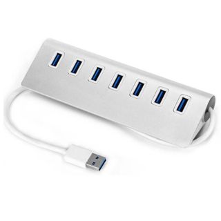 Hot-USB 3.0 HUB 7-Port แบบพกพาชาร์จอลูมิเนียมและฮับข้อมูล 3 สาย USB 3.0 (เงิน)