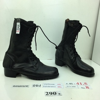 รองเท้าคอมแบท รองเท้าจังเกิ้ล มีซิปข้าง Combat boots with zippered sides. รองเท้าทหาร หนังสีดำ มือสอง นำเข้า เกาหลี