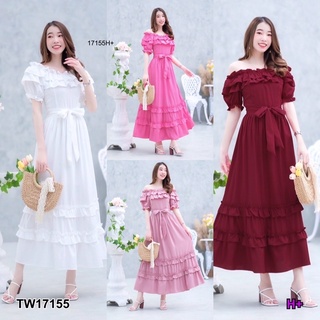 PE17155 Maxi Dress เดรสยาว เปิดไหล่ได้