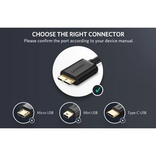 UGREEN รุ่น US130 สายเคเบิ้ล USB3.0 to Micro-B3.0 Gold-plated ความยาวสาย 0.25-2 เมตร