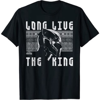 เสื้อยืดผ้าฝ้ายพรีเมี่ยม เสื้อยืด พิมพ์ลายกราฟิก Marvel Black Panther Long Live Urban King สําหรับผู้ใหญ่