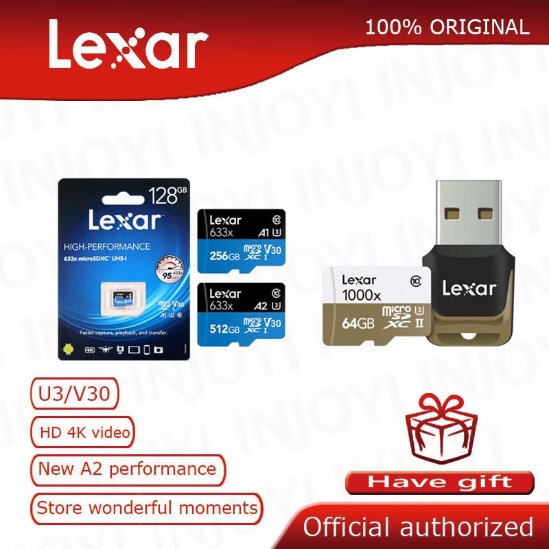 ぬLocal ready stock Lexar 633x 1000x TF Card 32GB 64GB 128GB 256GB 512GB
