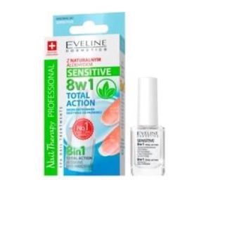 Eveline 8 in 1 Total Action Sensitive Nail Conditioner Strengthener 12ml.ครีมนวดเล็บ