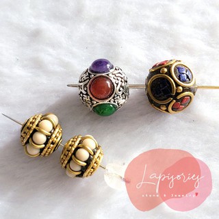 ชาร์มเงินทิเบต บอลใหญ่ ตัวคั่นกำไล ตัวตกแต่งหิน DIY CHARM บอลทิเบต