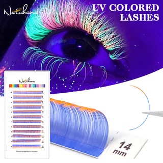 NATUHANA ขนตาปลอม สีนีออน UV สําหรับแต่งหน้า ปาร์ตี้