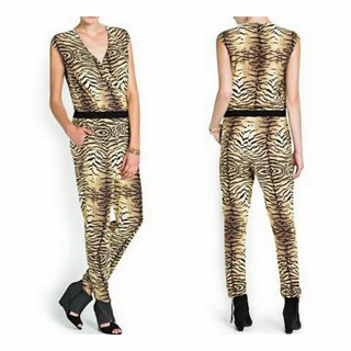 จั๊มสูทแม่เสือสาว (MG-001) Animal Print Wrap Jumpsuit