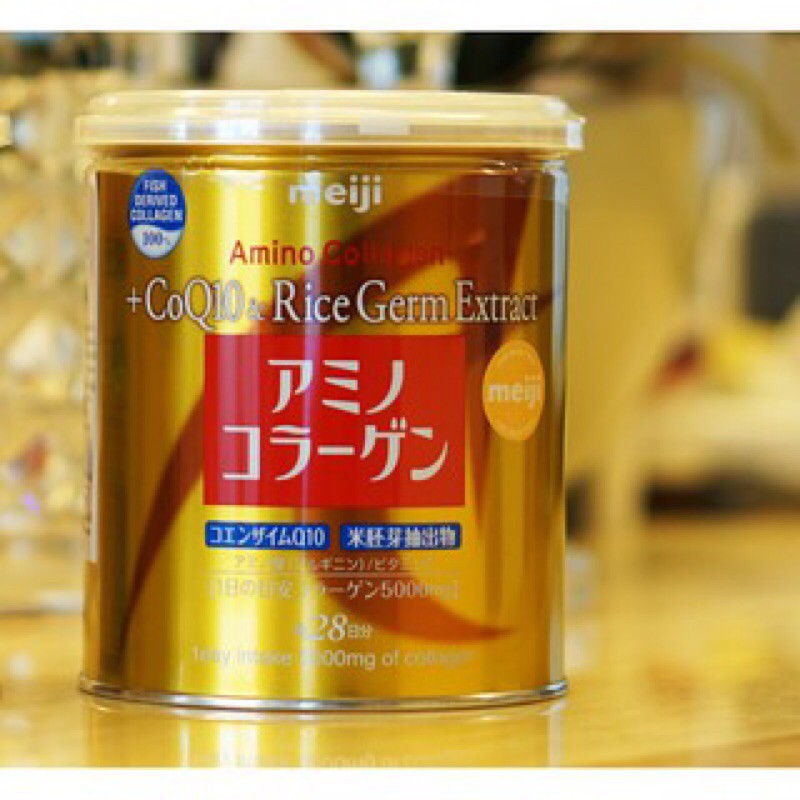 Meiji Amino Collagen + CoQ10 &amp; RichGermExtract 200g คอลลาเจนเปปไทด์สูตรโคคิวเทนและสารสกัดจากจมูกข้าว