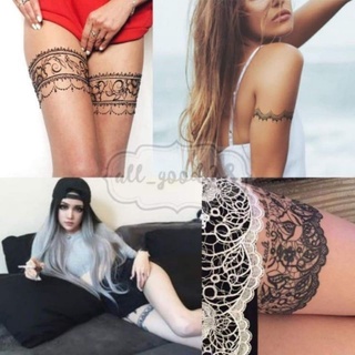 พร้อมส่ง⚡สติกเกอร์รอยสัก แทททูกันน้ำลูกไม้สีดำ Sexy tattoo 🖤 #11