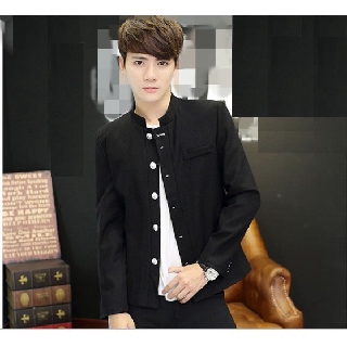 cp120.1 สูทนักเรียนชายญี่ปุ่นกักคุรันสีดำ กระดุมเงิน คอปกตั้…